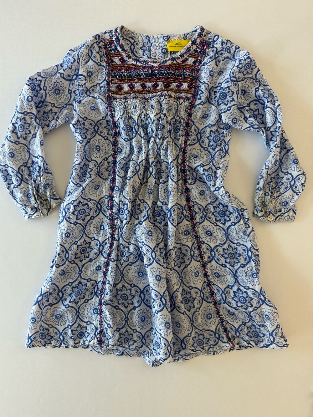 Roberta Roller Rabbit Girls Tunic Dress 100% Cotton Size 6Y Embroidery